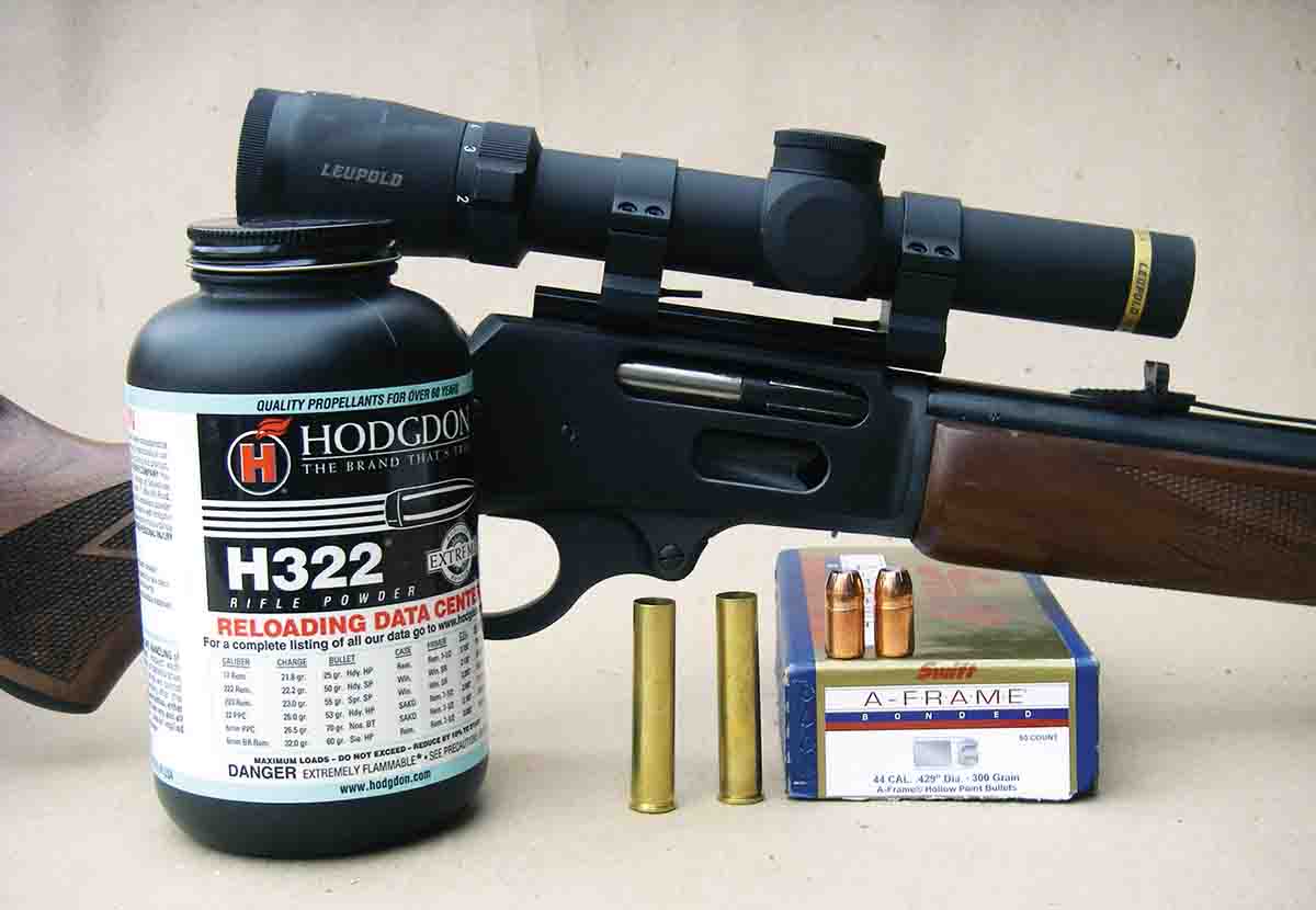 Hodgdon H-322 powder is a good choice when handloading the .444 Marlin with Swift 300-grain A-Frame bullets.